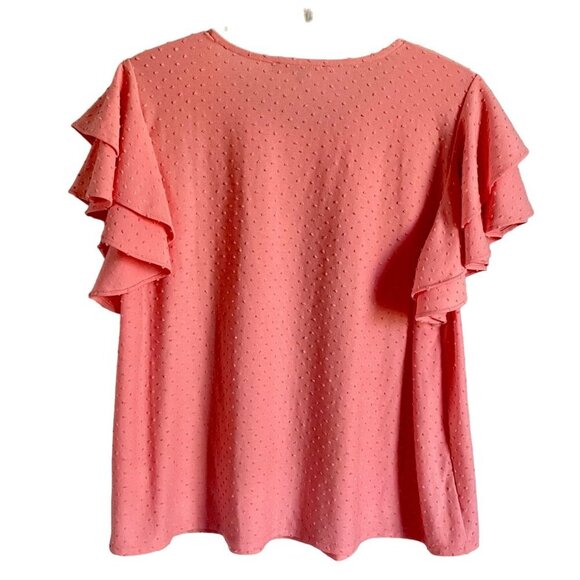 Zoey & Leelo Peach Top with Ruffle Sleeves Woman's Plus Size 2X NEW - Picture 7 of 9